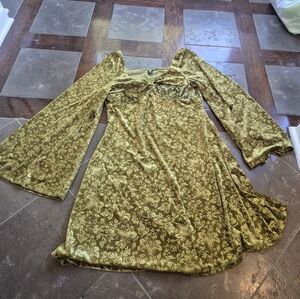 SHEIN Olive Green Floral Mini Dress